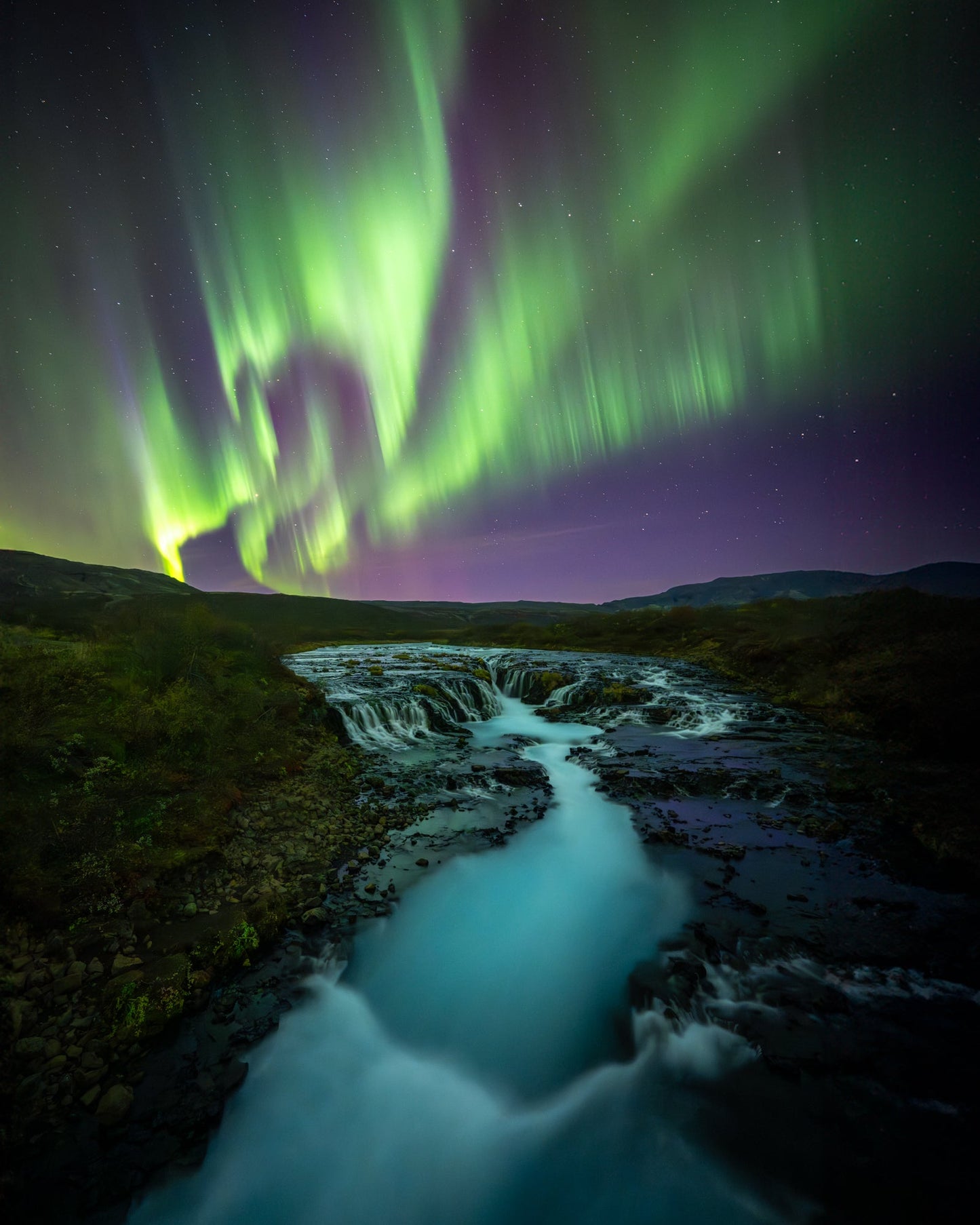 Aurora over Bruarfoss - Allie Richards Photography