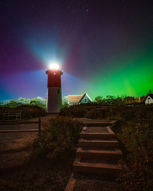 Aurora over Nauset Lighthouse - Allie Richards Photography