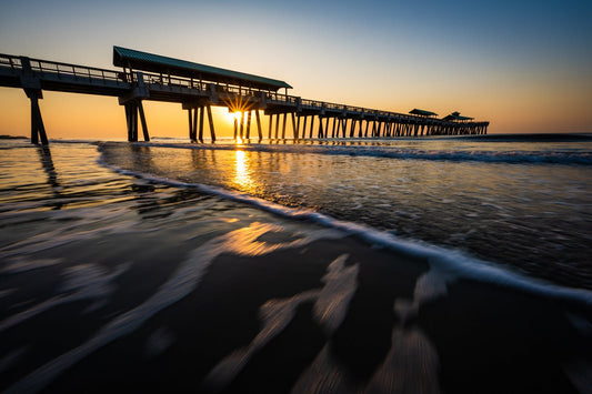 Sunrise Wave at Folly Pier - Allie Richards Photography