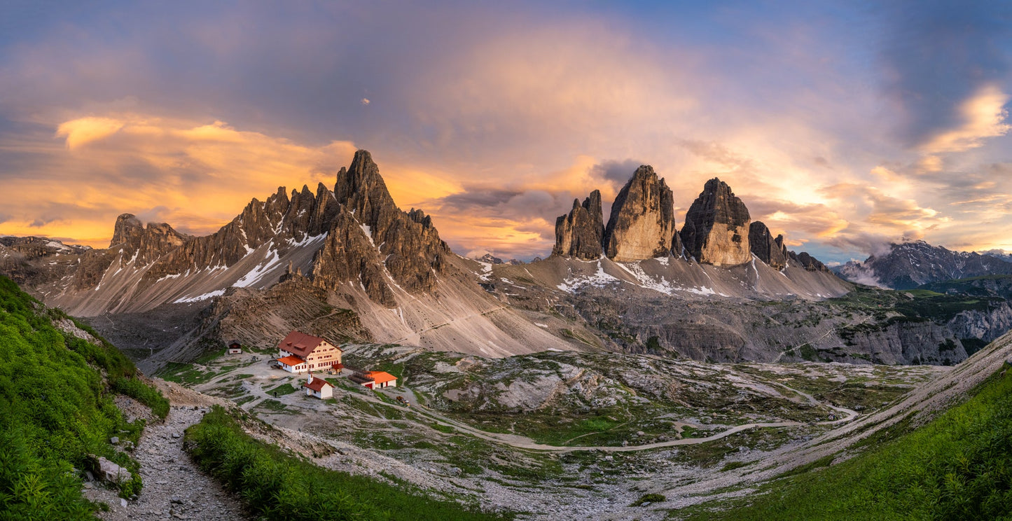 Sunset on Tre Cime, Pano - Allie Richards Photography