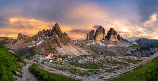 Sunset on Tre Cime, Pano - Allie Richards Photography
