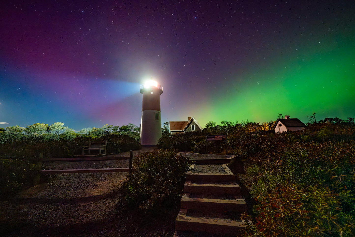 Aurora over Nauset Lighthouse II - Allie Richards Photography