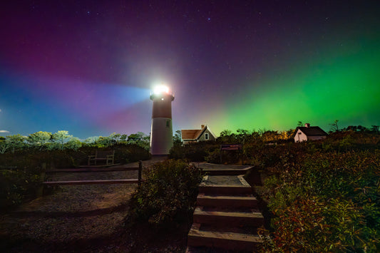 Aurora over Nauset Lighthouse II - Allie Richards Photography