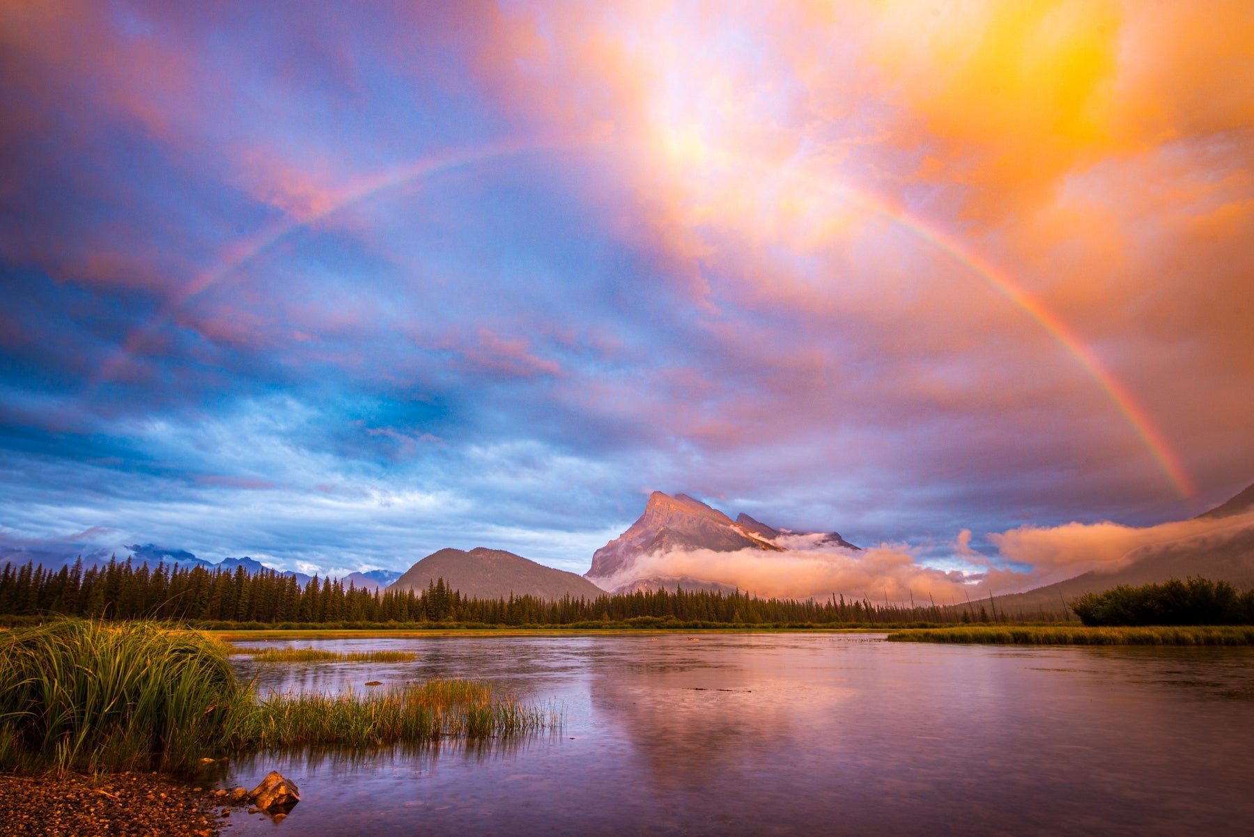 Rainbow at Mt. Rundle - Allie Richards Photography